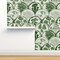 Green Mushrooms Scallop Woodland Block Print Forest Botanical Cottagecore Garden Custom Removable Wallpaper by Spoonflower Peel & Stick Wallpaper 2FT Wide